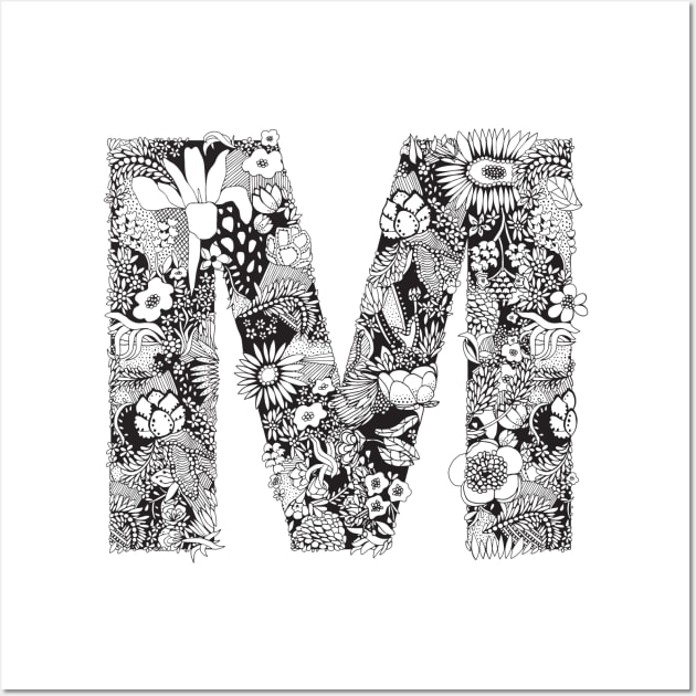 Floral Letter M Wall Art by HayleyLaurenDesign